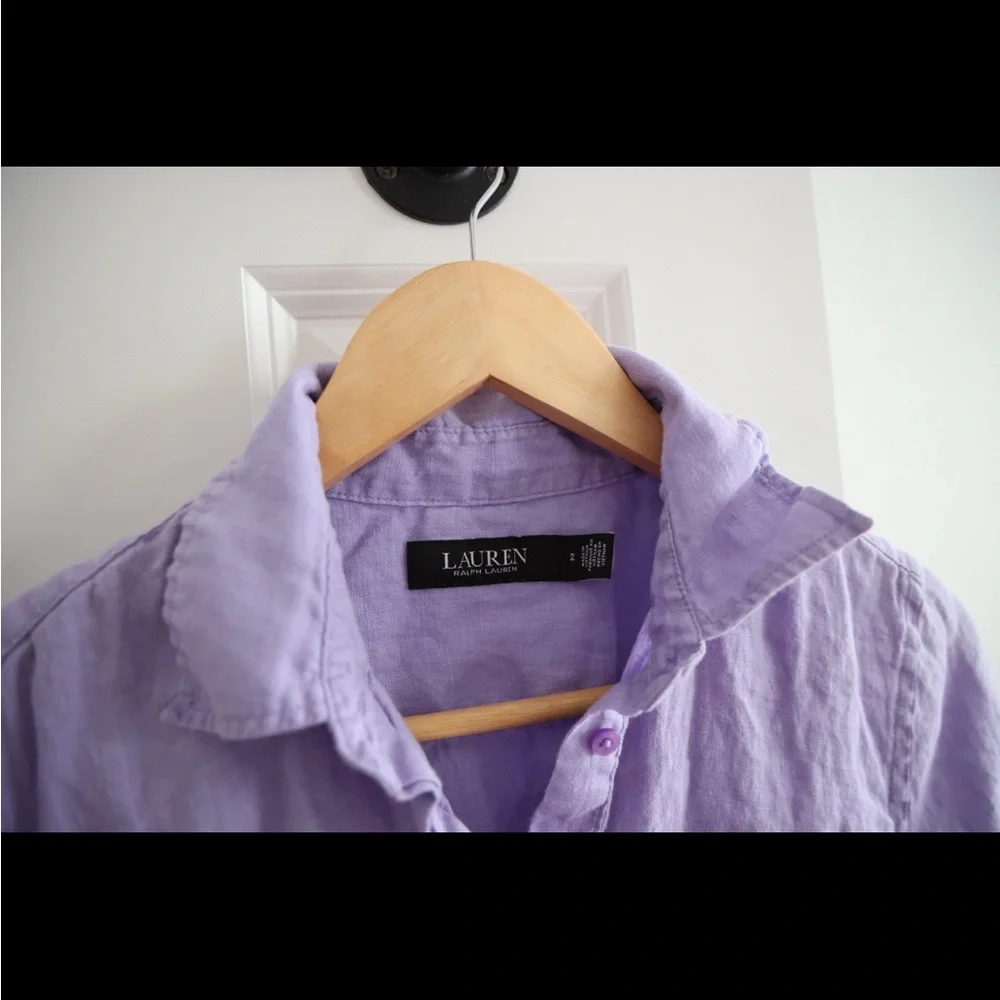 Ralph Lauren Purple Buttoned Tie Front Midi Dress - Picture 3 of 5